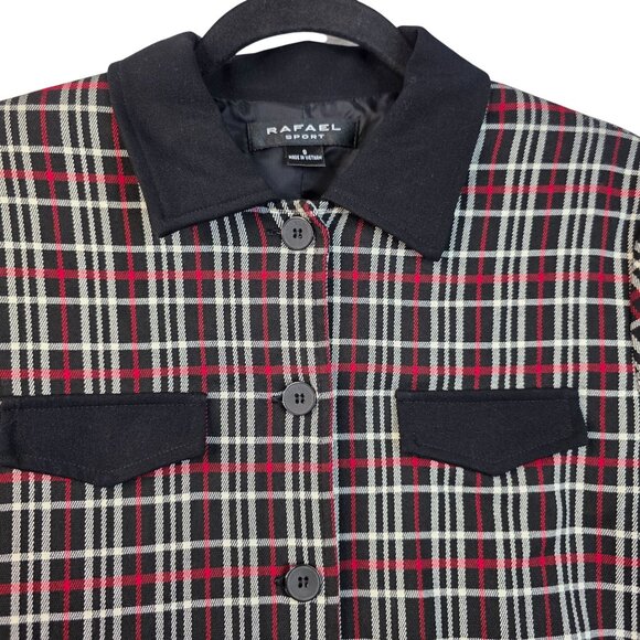 Rafael Sport Plaid Button Down Shirt Small Classic Fit Red Black Checkered New - Picture 2 of 12